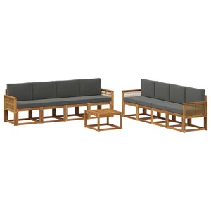 vidaXL Ensemble de canapés d'extérieur 9 pc Naturel et Anthracite
