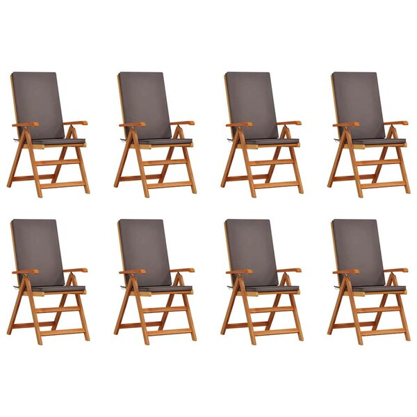 vidaXL Chaises de jardin confortables avec coussins - Set de 8 en teck massif
