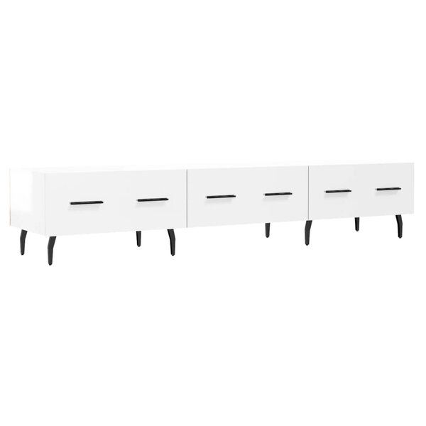 vidaXL Meuble TV blanc brillant 150x36x30 cm bois d'ingénierie