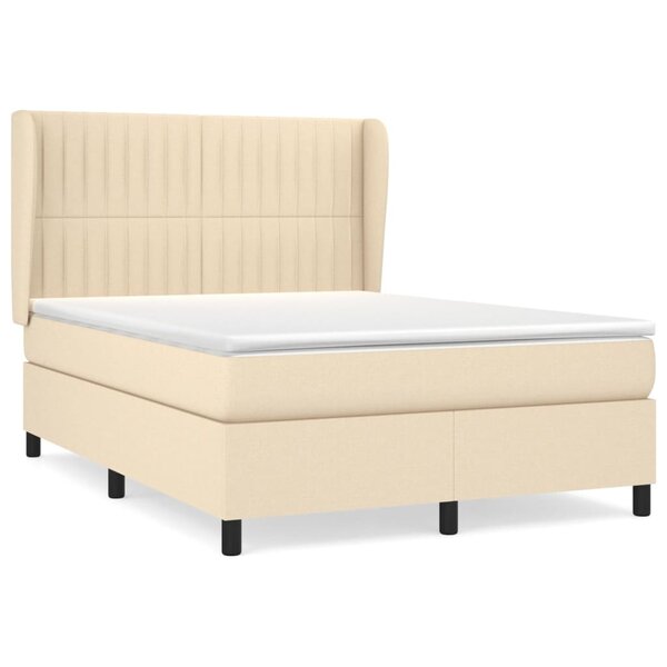 vidaXL Sommier à lattes de lit avec matelas Crème 140x190 cm Tissu