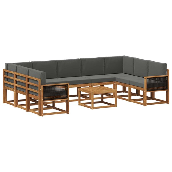 vidaXL Ensemble de canapés d'extérieur 10 pc Naturel et Anthracite