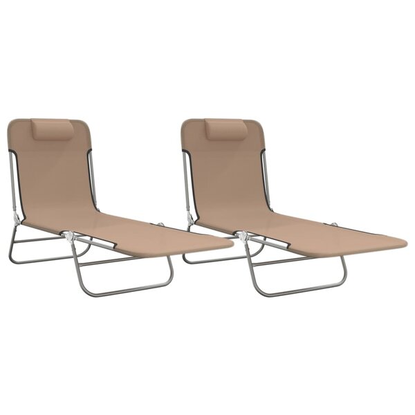 vidaXL Chaises longues pliables lot de 2 taupe textilène et acier
