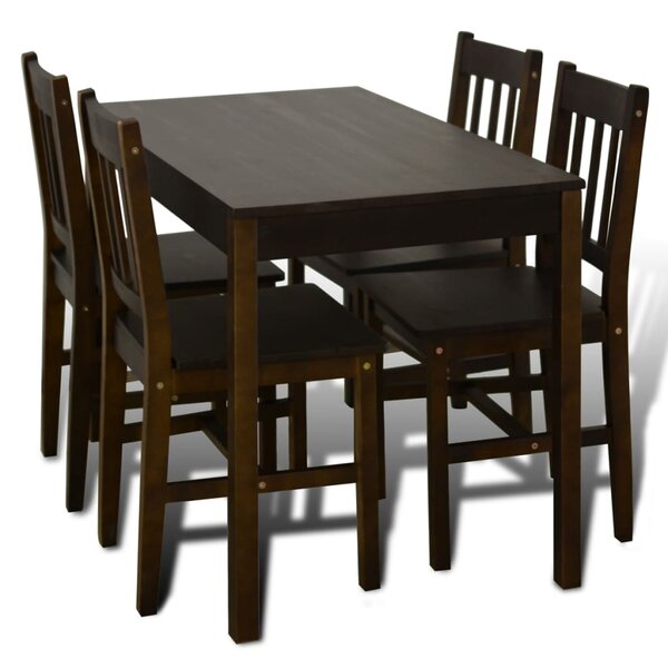 vidaXL Table de salle à manger avec 4 chaises Marron