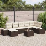 vidaXL Ensemble de canapé de jardin 8 Pièces Marron polyrotin