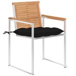 vidaXL Chaises de jardin lot de 4 avec coussins Bois de teck massif