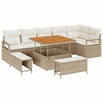 vidaXL Ensemble de canapé de jardin avec coussin 9 Pièces Beige et crème