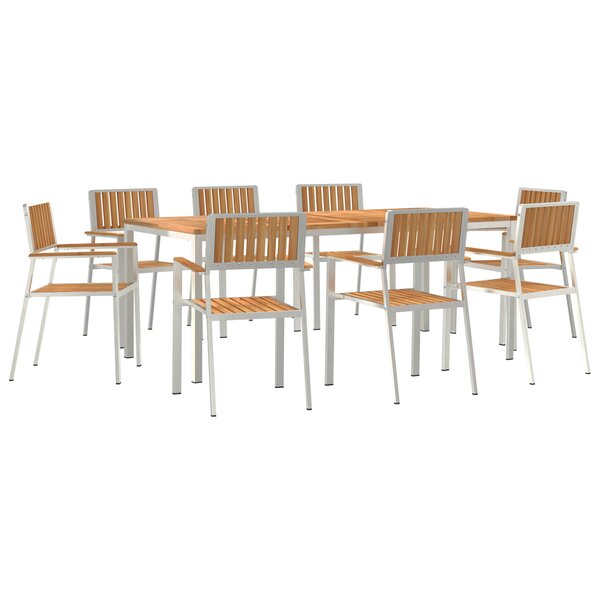 Ensemble de salle à manger de jardin vidaXL 9 pièces en teck massif