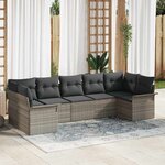 vidaXL Ensemble de canapé de jardin 7 Pièces Gris clair Poly rotin