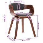 vidaXL Chaises à manger lot de 2 bois courbé et tissu gris