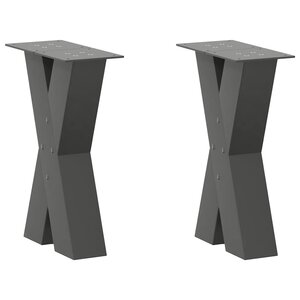 vidaXL Pieds de table basse en forme de X  2 pièces  anthracite  38 x (42-43) cm  acier