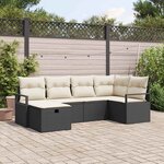 vidaXL Ensemble de canapé de jardin avec coussin 6 Pièces Noir Poly rotin