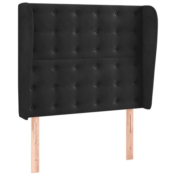 vidaXL Tête de lit avec oreilles Noir 103x23x118/128 cm Velours