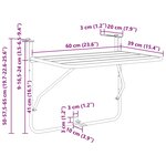 vidaXL Table Suspendue de Balcon Vert menthe 60 x 39 x 65 cm Acier