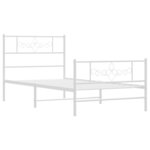 vidaXL Cadre de lit métal avec tête de lit/pied de lit blanc 90x200 cm