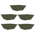 vidaXL Pot de jardin en forme de bol 5 Pièces Vert olive 40 x 40 x 15 cm