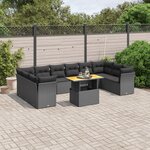 vidaXL Salon de jardin 11 Pièces avec coussins noir résine tressée