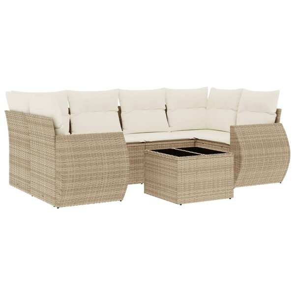 vidaXL Salon de jardin avec coussins 7 Pièces beige résine tressée