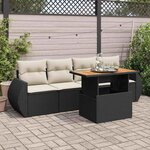vidaXL Salon de jardin 5 Pièces avec coussins noir résine tressée