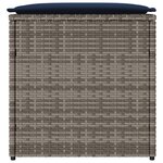 vidaXL Coffre de rangement Gris et bleu marine Coussins en ratán et en tissu