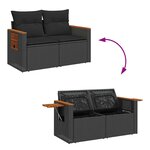 vidaXL Salon de jardin 7 Pièces avec coussins noir résine tressée