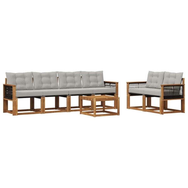 vidaXL Ensemble de canapés d'extérieur 7 pc Naturel et gris clair