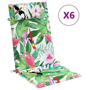 vidaXL Coussins de chaise à dossier haut lot de 6 multicolore
