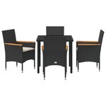 vidaXL Ensemble de salle à manger de jardin 5 pièces avec coussins en poly rotin noir