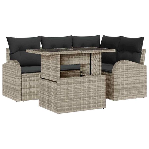vidaXL Ensemble de canapé de jardin 5 Pièces Gris clair 100 x 55 x 73 cm