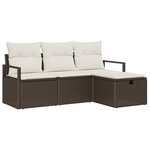 vidaXL Ensemble de canapé de jardin avec coussin 4 Pièces Marron et crème
