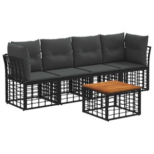 vidaXL Ensemble de canapés d'extérieur 5 Pièces Noir et Gris foncé