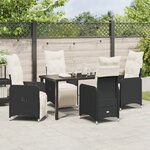 vidaXL Ensemble de Salle à Manger de Jardin 5 Pièces avec Coussins Noir en Rattan Synthétique.