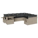 vidaXL Salon de jardin avec coussins 10 Pièces gris clair résine tressée