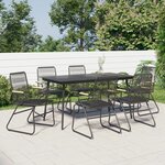 vidaXL Ensemble à manger de jardin 7 Pièces Noir Rotin PVC