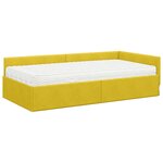 vidaXL Cadre de lit d'angle avec matelas Autre 2 Pièces Jaune Velours