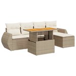 vidaXL Salon de jardin avec coussins 6 Pièces beige résine tressée