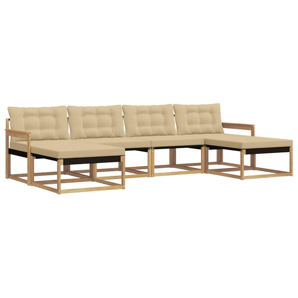 vidaXL Ensemble de canapés d'extérieur 6 pc Blanc et Beige