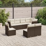 vidaXL Salon de jardin 8 Pièces avec coussins marron résine tressée
