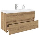 vidaXL Meuble lavabo avec bassin et robinet intégrés chêne artisanal