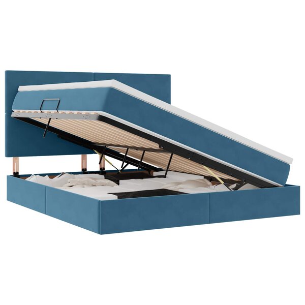vidaXL Lit avec rangement et LED Bleu foncé 180 x 200 cm Velours