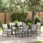 vidaXL Ensemble de salle à manger de jardin 7 pièces avec coussins Noir Poly Rattan