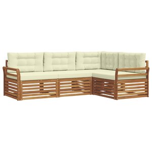 vidaXL Ensemble de canapés d'extérieur 4 pc Naturel et Crème
