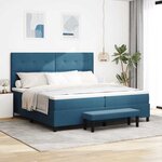 vidaXL Lit à ressorts avec matelas Bleu foncé 200 x 200 cm Velours