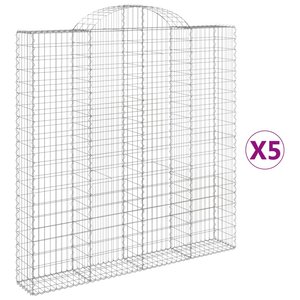 vidaXL Paniers à gabions arqués 5 Pièces 200x30x200/220 cm fer galvanisé