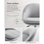 Chaise de bureau fauteuil pivotant siège confort rembourrage en mousse réglable en hauteur pour bureau chambre salle de réunion gris 12_0004869