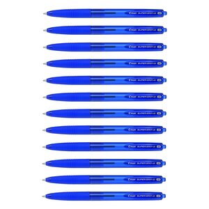 Stylo bille rétractable super grip g pointe moyenne bleu x 12 pilot