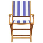 vidaXL Chaises de jardin lot de 2 bleu/blanc bois acacia massif tissu