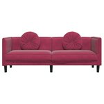 vidaXL Canapé avec coussins 3 places rouge bordeaux velours