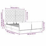 Cadre de lit vidaXL Noir 140x190 cm Velours