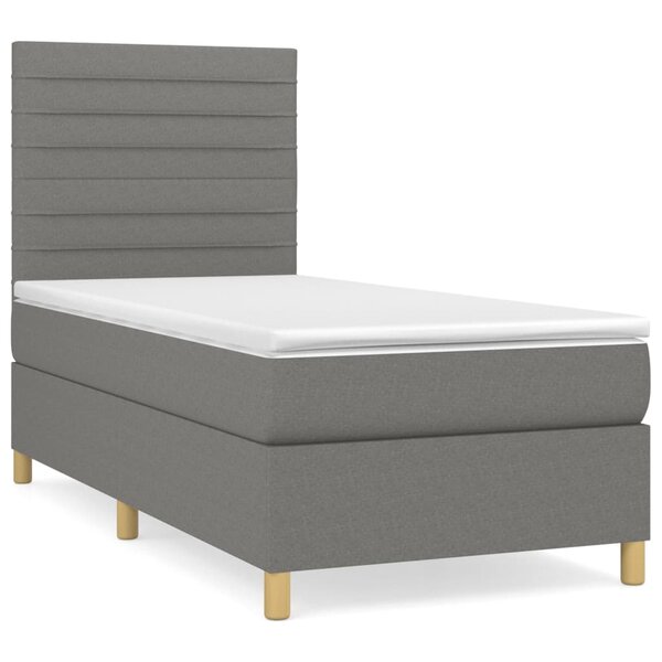 vidaXL Sommier à lattes de lit et matelas Gris foncé 90x190 cm Tissu