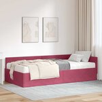 vidaXL Cadre de lit d'angle avec matelas 2 pc Bordeaux 90 x 190 cm